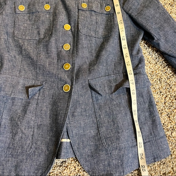 BANANA REPUBLIC BLAZER BLUE LINEN MILITARY STYLE LONG SLEEVE. Size 6 - Picture 8 of 10